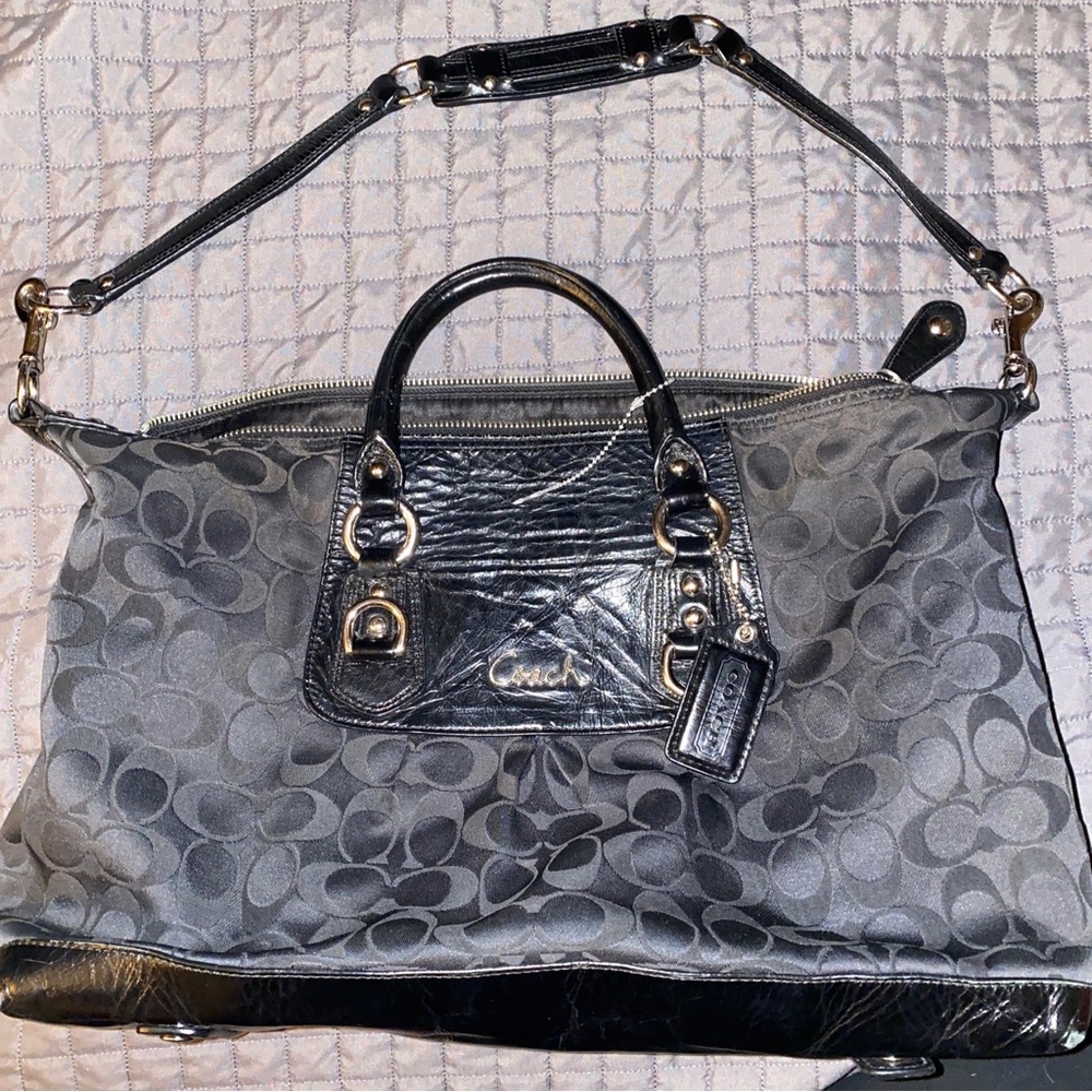 Black coach signature, Ashley bag